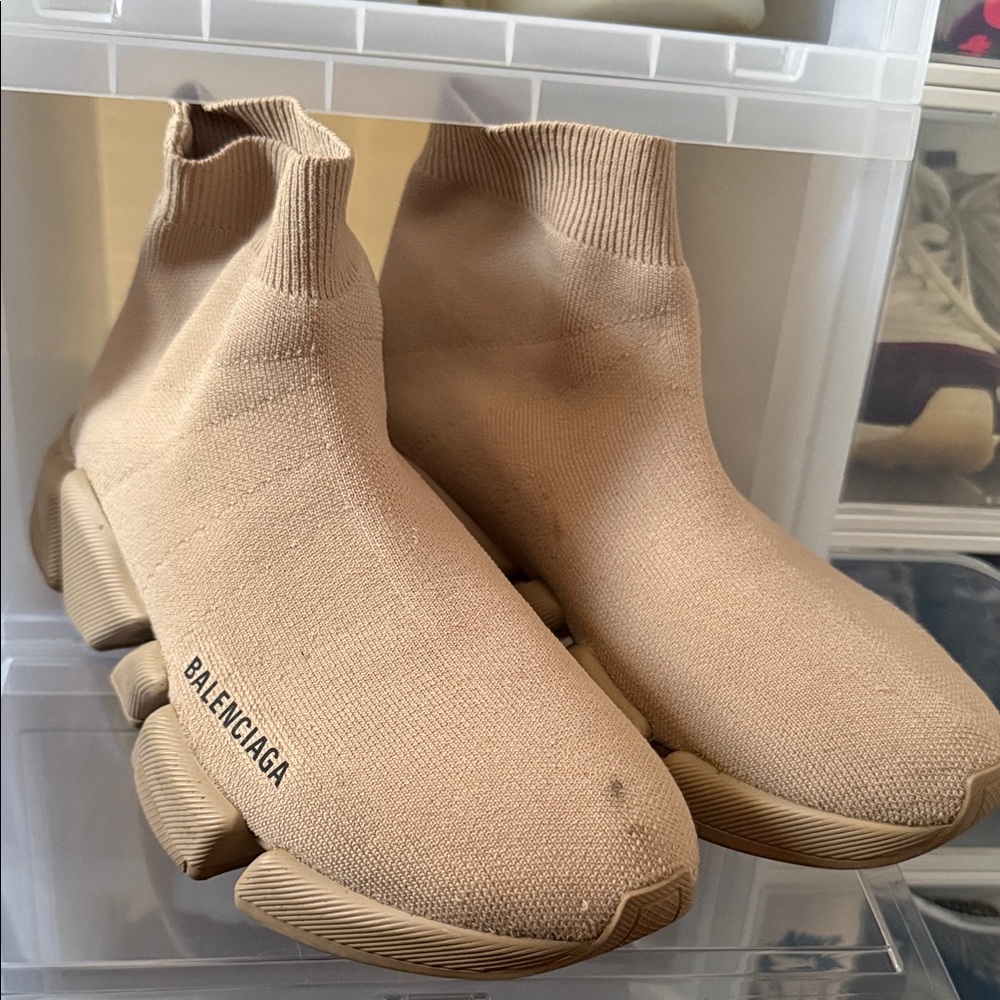 Balenciaga Women's Beige Sock Sneakers